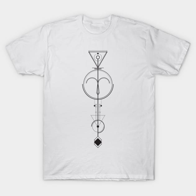 Aries Arrow - Geometric Astrology T-Shirt by alcateiaart